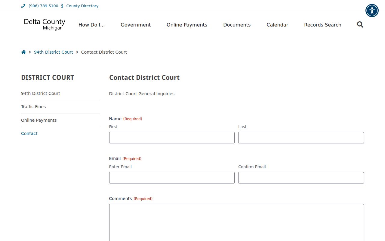Delta County bench warrants: 94th District Court contact form