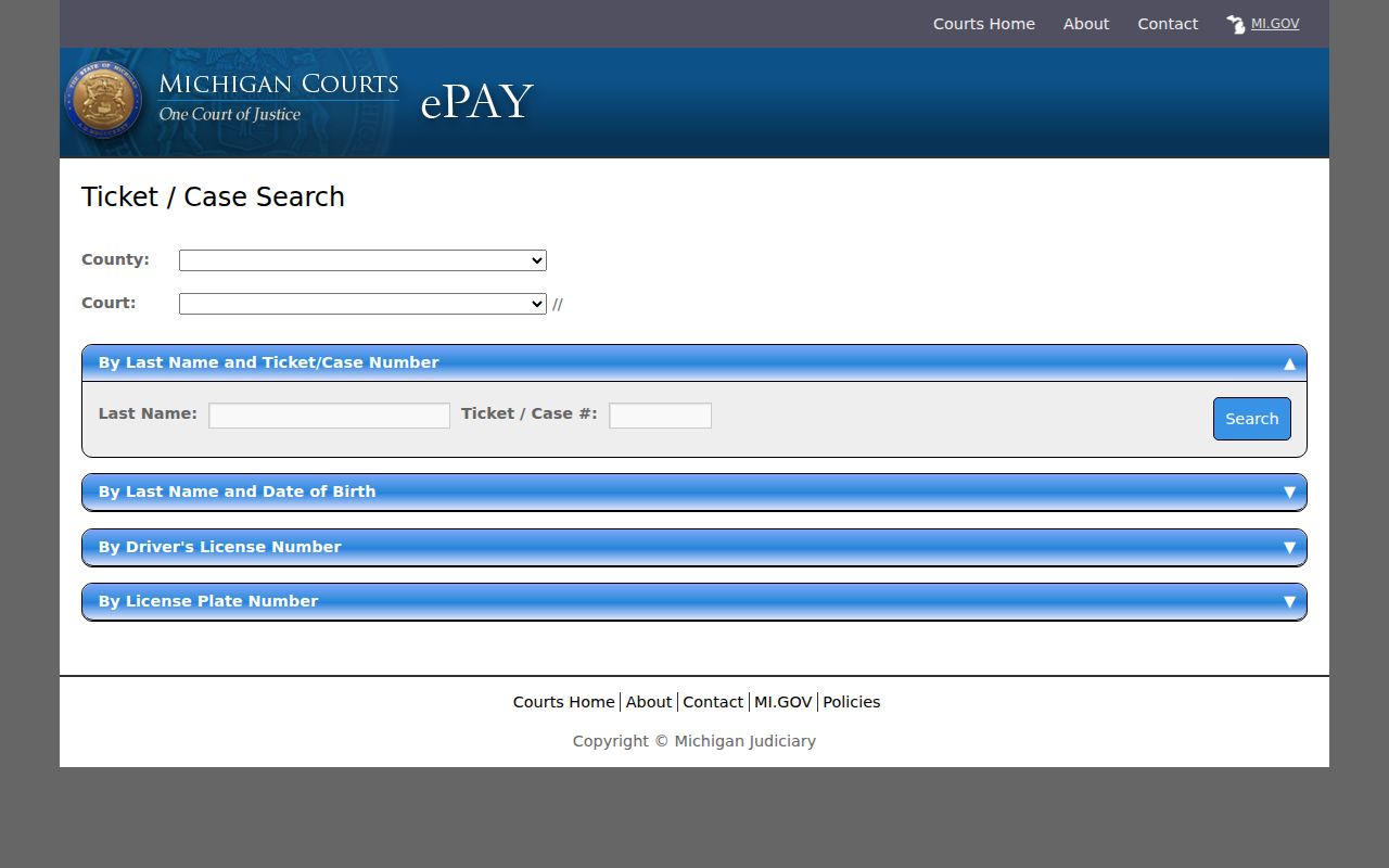 Delta County warrant search: ticket and identity search inputs