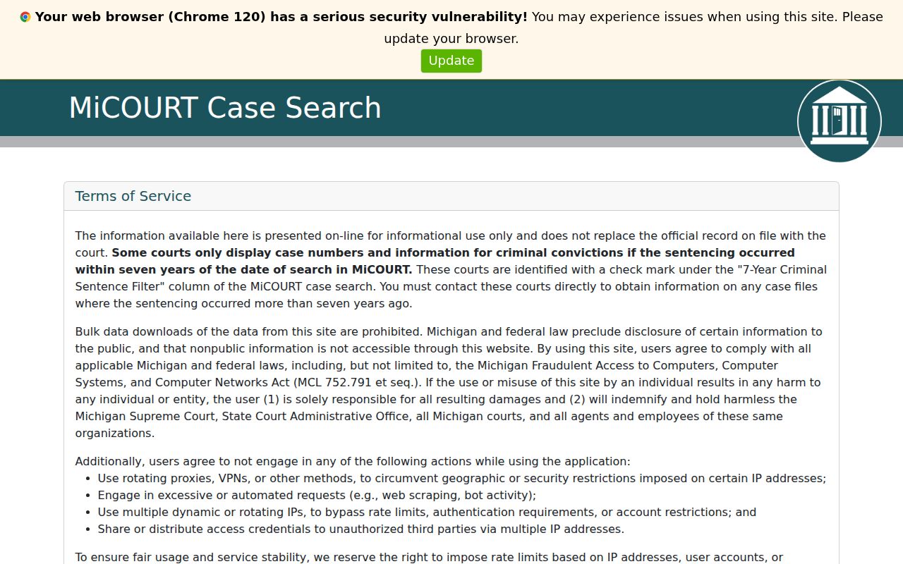 Delta County warrant search: statewide public case search interface