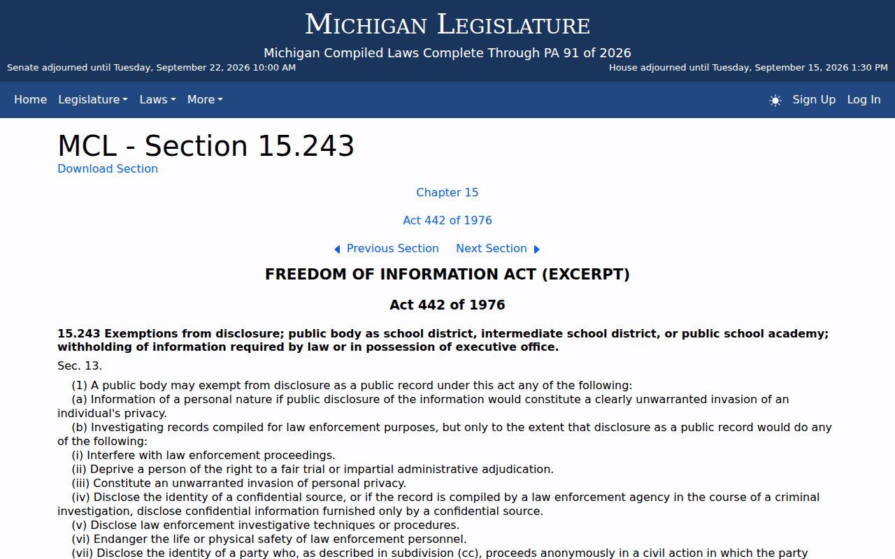 Delta County active warrants: public access exemption statute