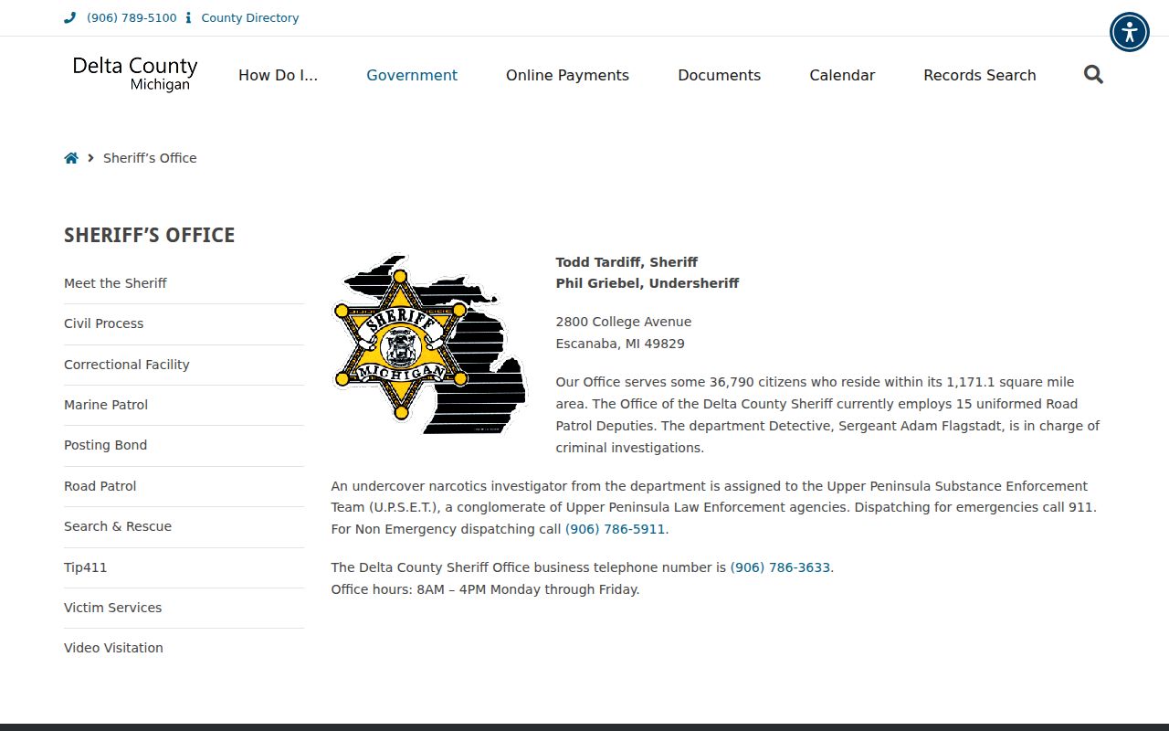 Delta County warrant records: official Delta County Sheriff's Office contact page